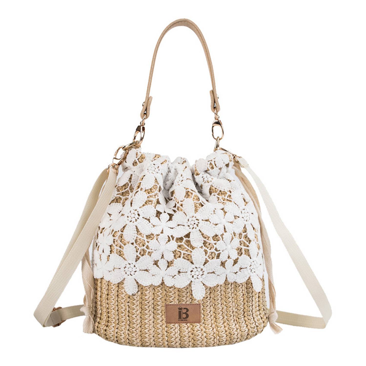 Jute Big Capacity Travel Tote Purse Woven Straw Hobo Bag