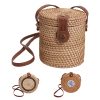 Fashion Rattan Woven Bucket Crossbody Bag