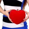 Red velvet heart-shaped chain crossbody shoulder bag handbag