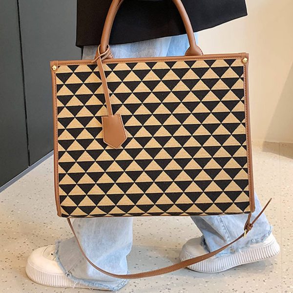 Canvas Crossbody Bag Lingerie Color Clash Tote for Women