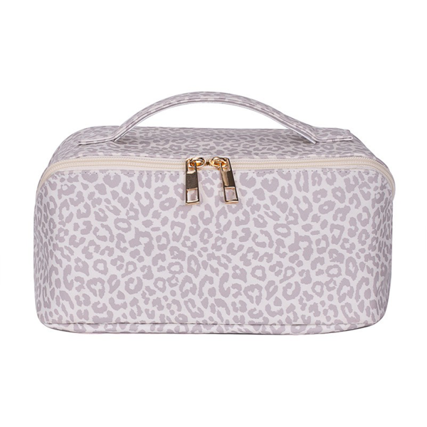 Pu Leather Retro Portable Leopard Storage Cosmetic Bag