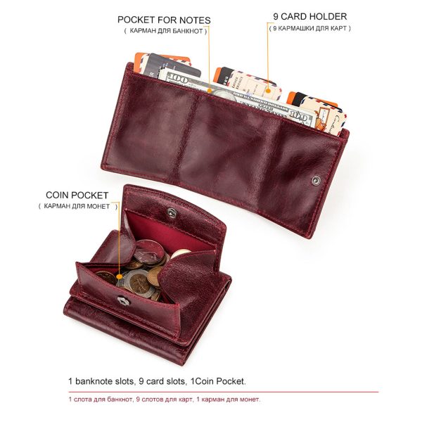 Genuine Leather RFID 3 fold Waterproof Street trend Wallet