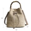 Jute Crossbody Bag Bucket Handbags With Bamboo Handle