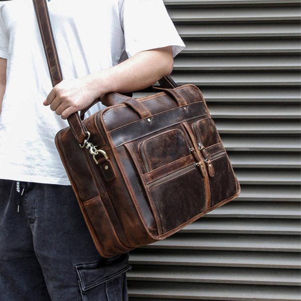 Leather Briefcase for Men Laptop Bag Business Messenger