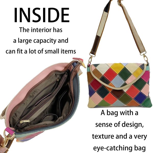 Genuine Leather Lingered panels shoulder cross-body bag