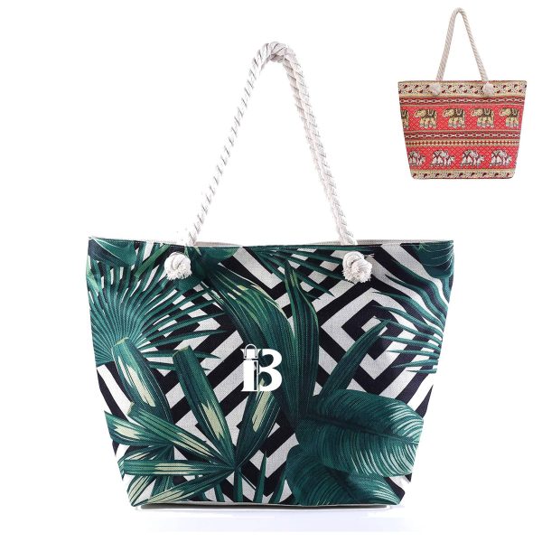 Tropical Palm Leaves Tote Bag for Beach