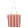 Women Beach Straw Striped Tote Bag
