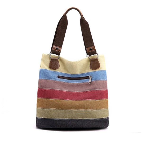 Fashion Rainbow striped tote bag