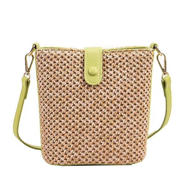 Summer Straw Women Woven Crossbody Bucket Bag