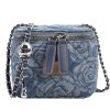 Cotton One-shoulder diamond grid bag