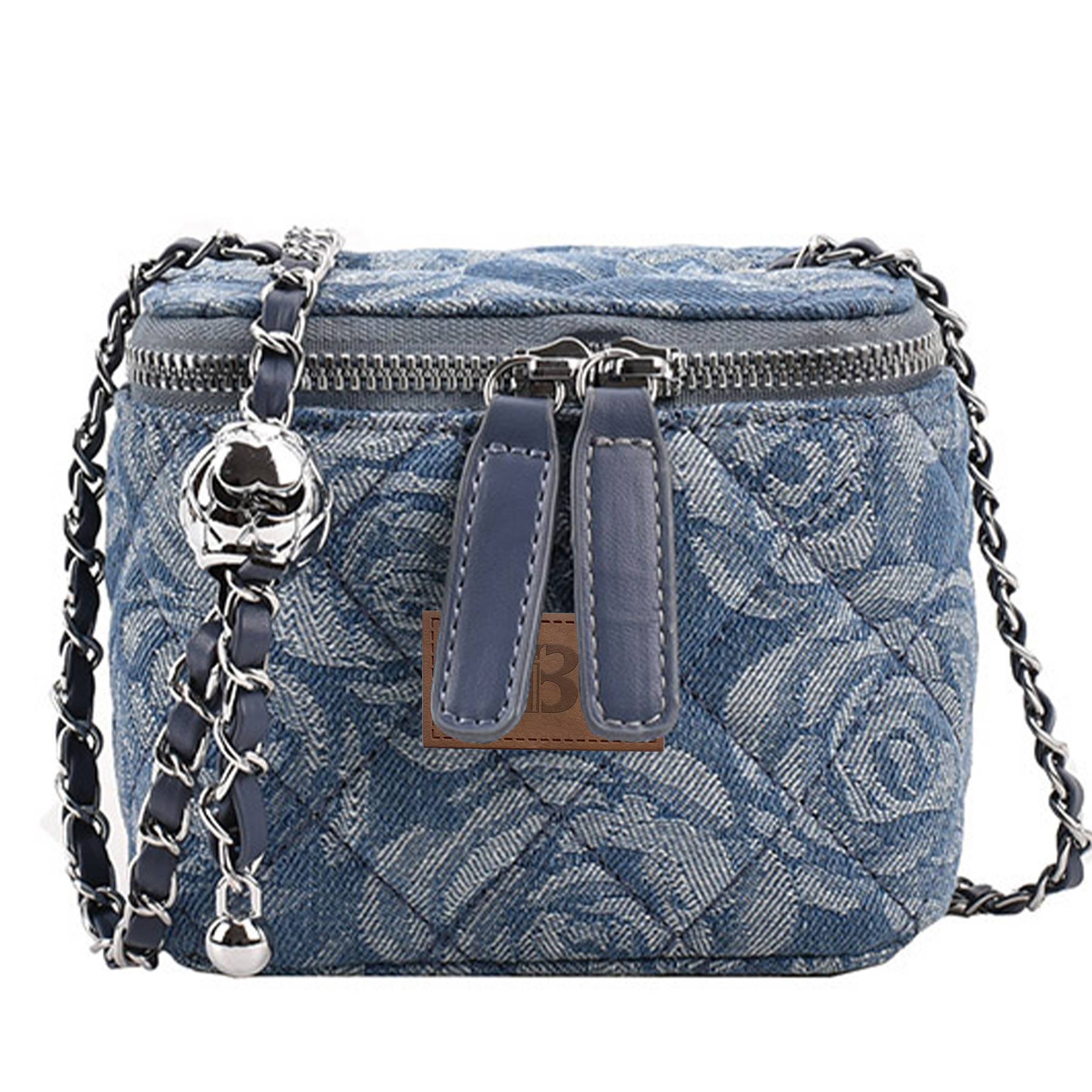 Cotton One-shoulder diamond grid bag