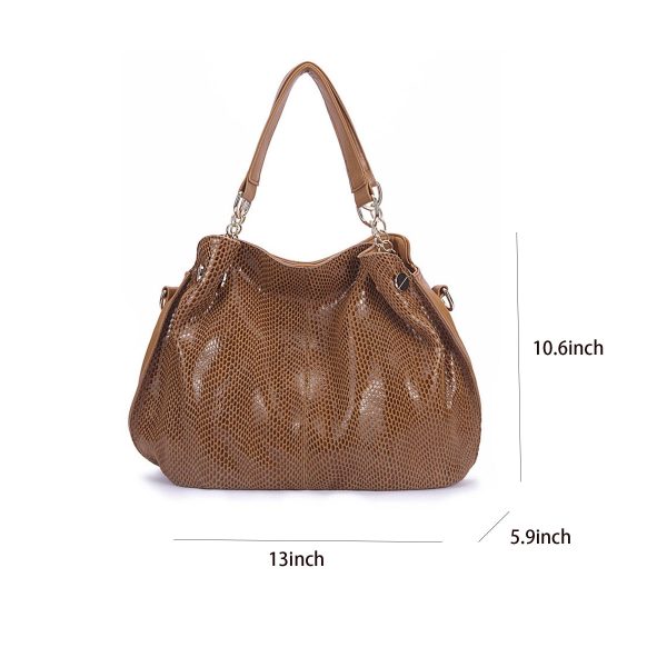 PU Leather Large Serpentine Handbag Tote Bag for women