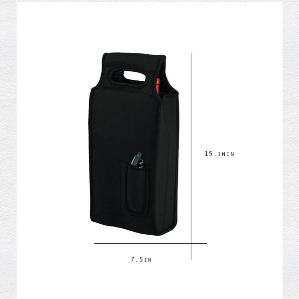 2 Pack Neoprene Beer Carrier Wine Bottle Holder W/ Pouch