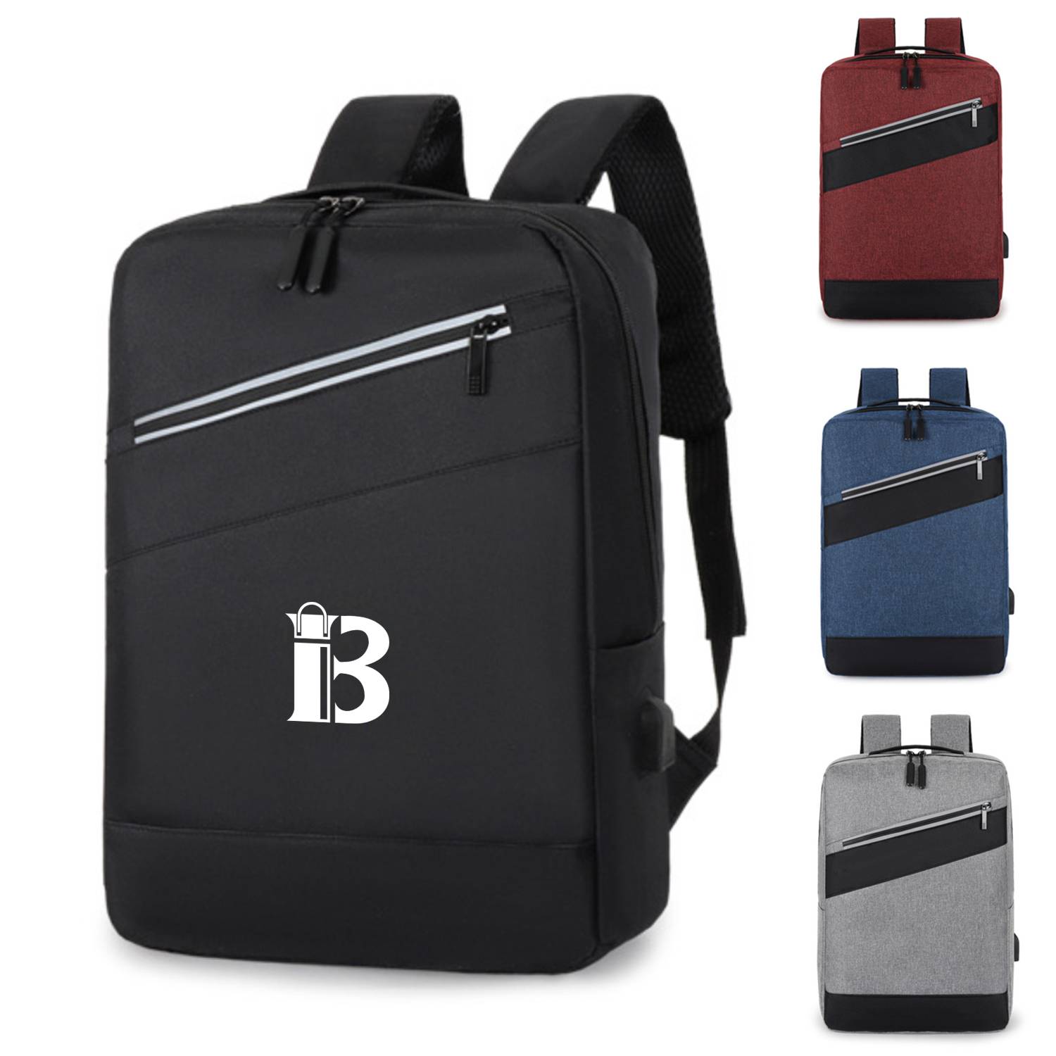 Nylon Minimalist Computer Backpack With USB Charging Port