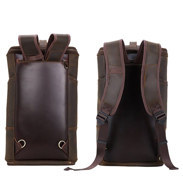 Full Grain Leather Mans Retro Backpack Convertible