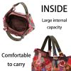 Genuine Leather Colorful flowers hand-paneled plaid tote bag