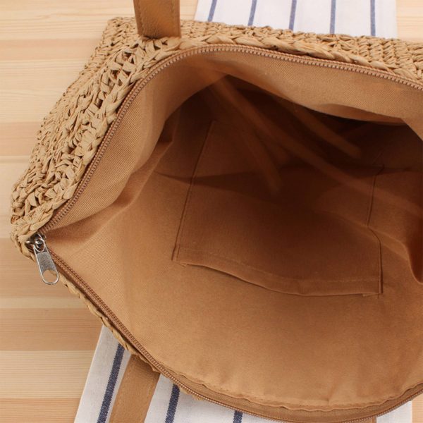 Handwoven Straw Beach Bag for Travel