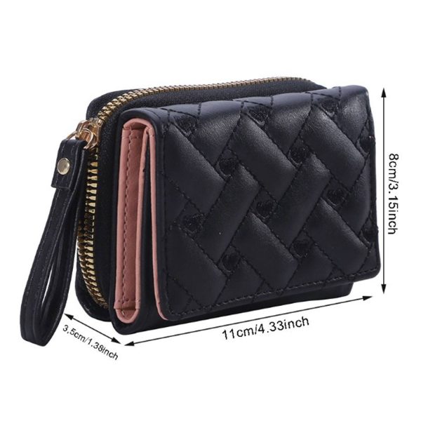 Cute Love-Embroidered Trifold Wallet