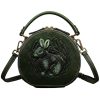 Genuine Leather Vintage bunny embossed diagonal shoulder bag