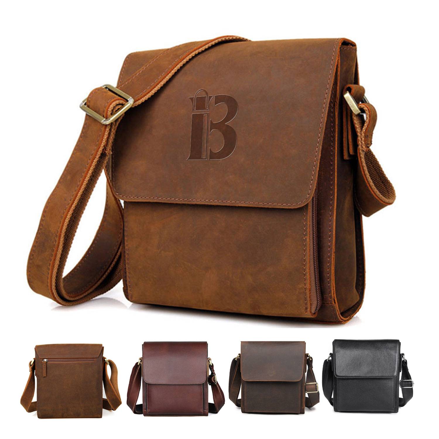 Vintage Leather Crossbody Bag for Men