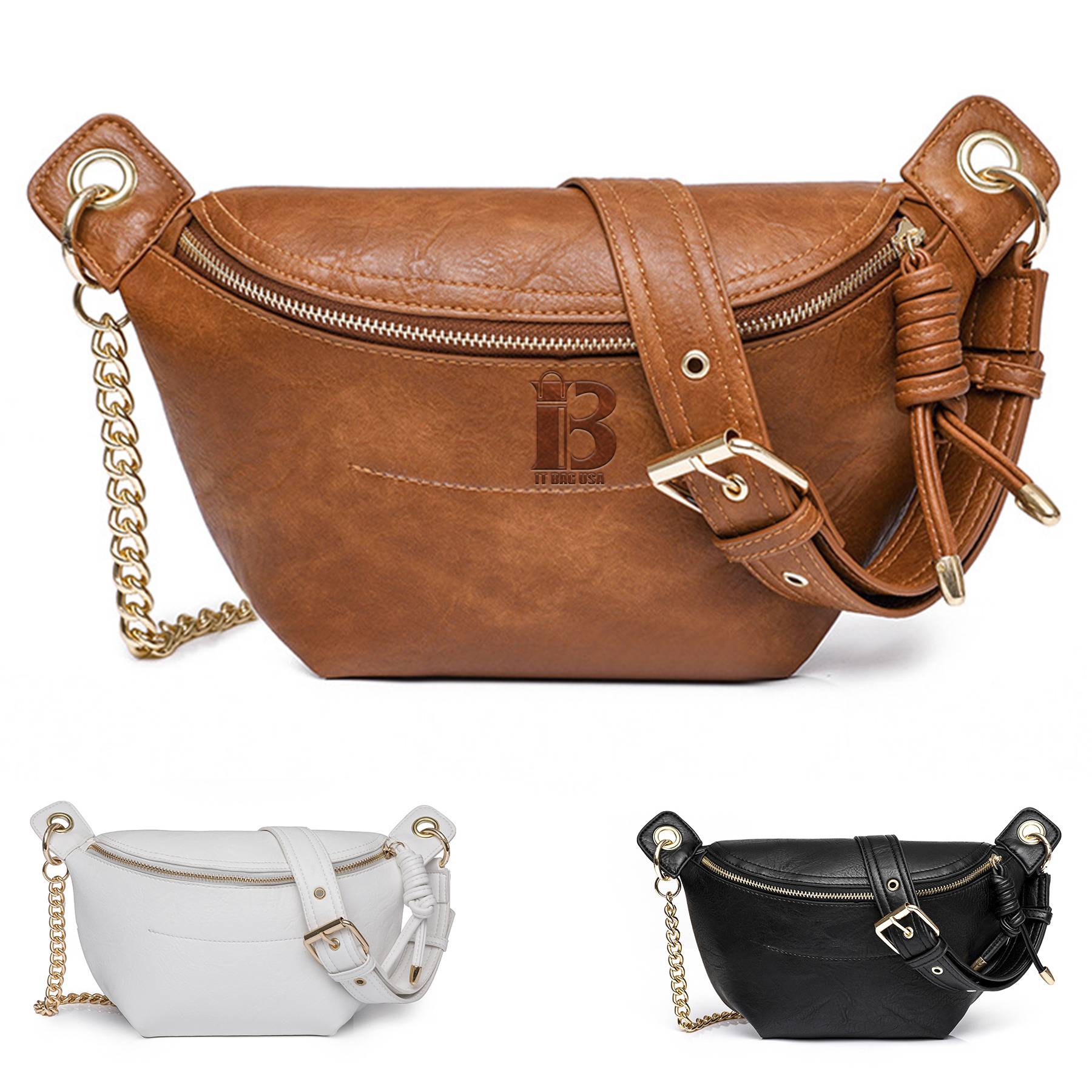 PU Leathe Fanny Pack Crossbody Purse for Women