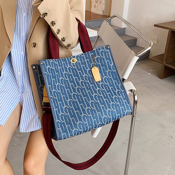 Blue Canvas Crossbody Bag Printed Customized Tote
