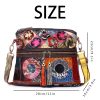 Genuine Leather Contrasting hand-fringed floral paneling bag
