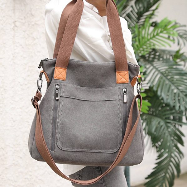 Canvas Multi-pocket Tote Bag