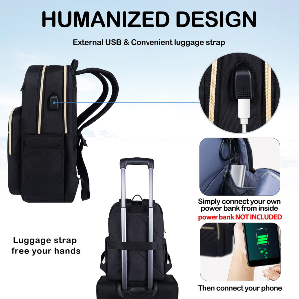 Oxford Waterproof Travel Backpack With Usb Charging Port