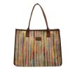 Canvas Tote Bag Rainbow Stripe Large Capacity