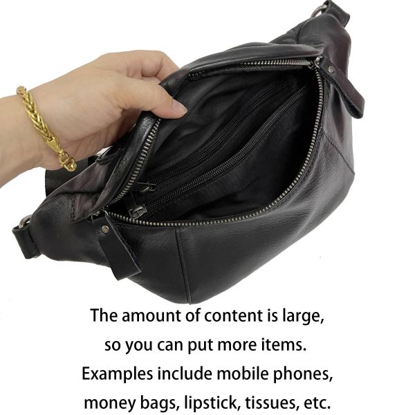 Genuine Leather Stylish Black Belt bag Fanny Pack