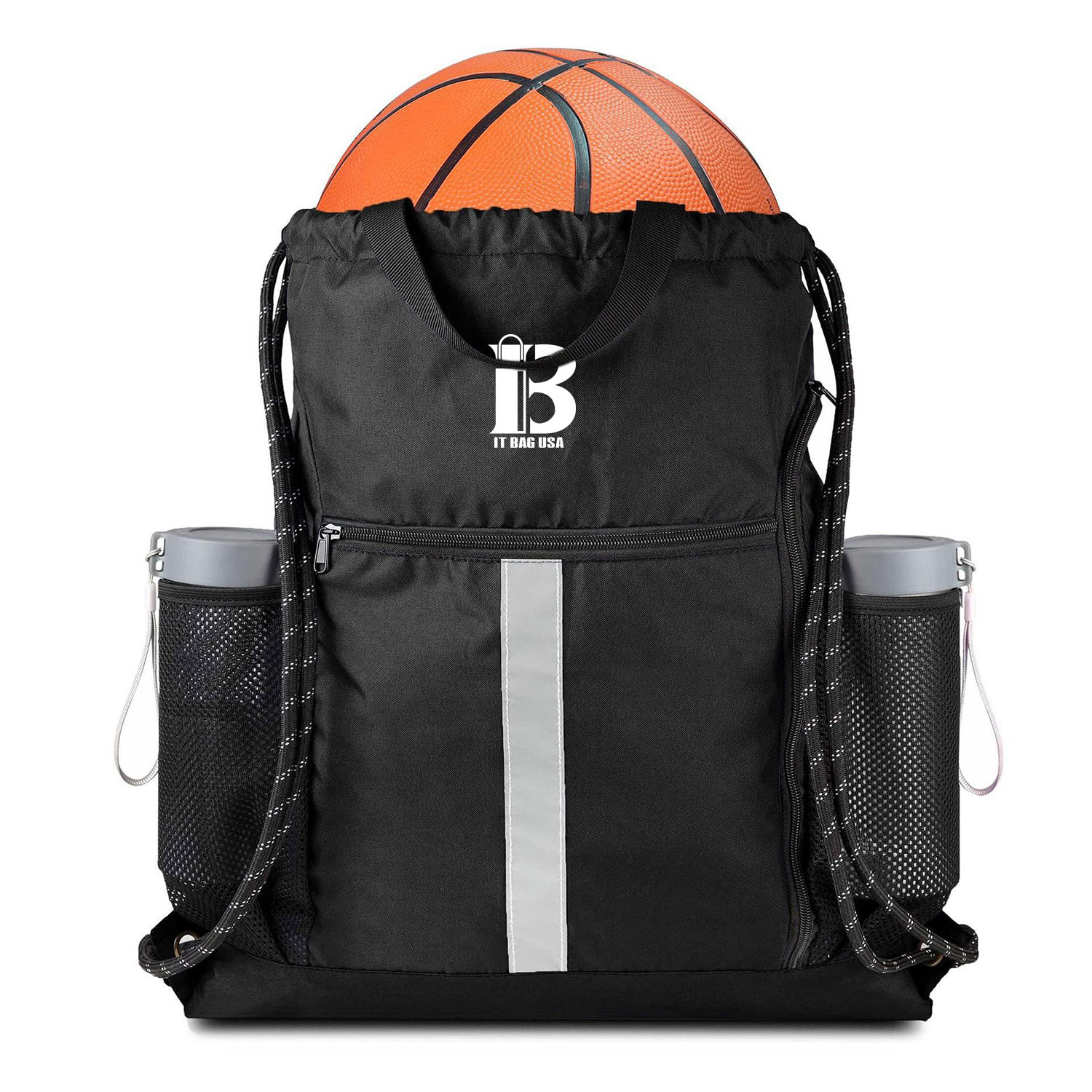 Drawstring Backpack With Shoe Compartment and Water Bottle