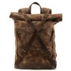 Vintage Canvas Leather Roll On Laptop Backpack Waterproof