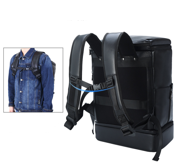 Leather Backpack Casual Travel Daypack with Shoe Compartment