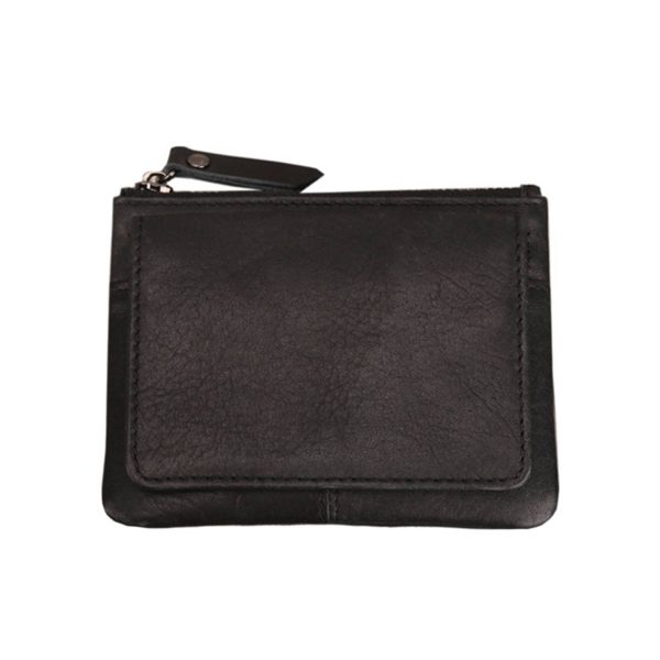 Genuine Leather 2 Zipper Coin Purse Wallet
