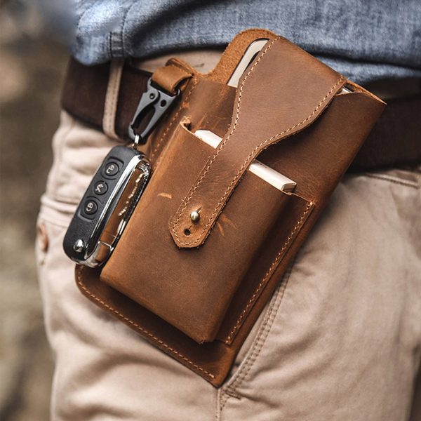 PU Leather Phone Pouch Holster for Men Belt