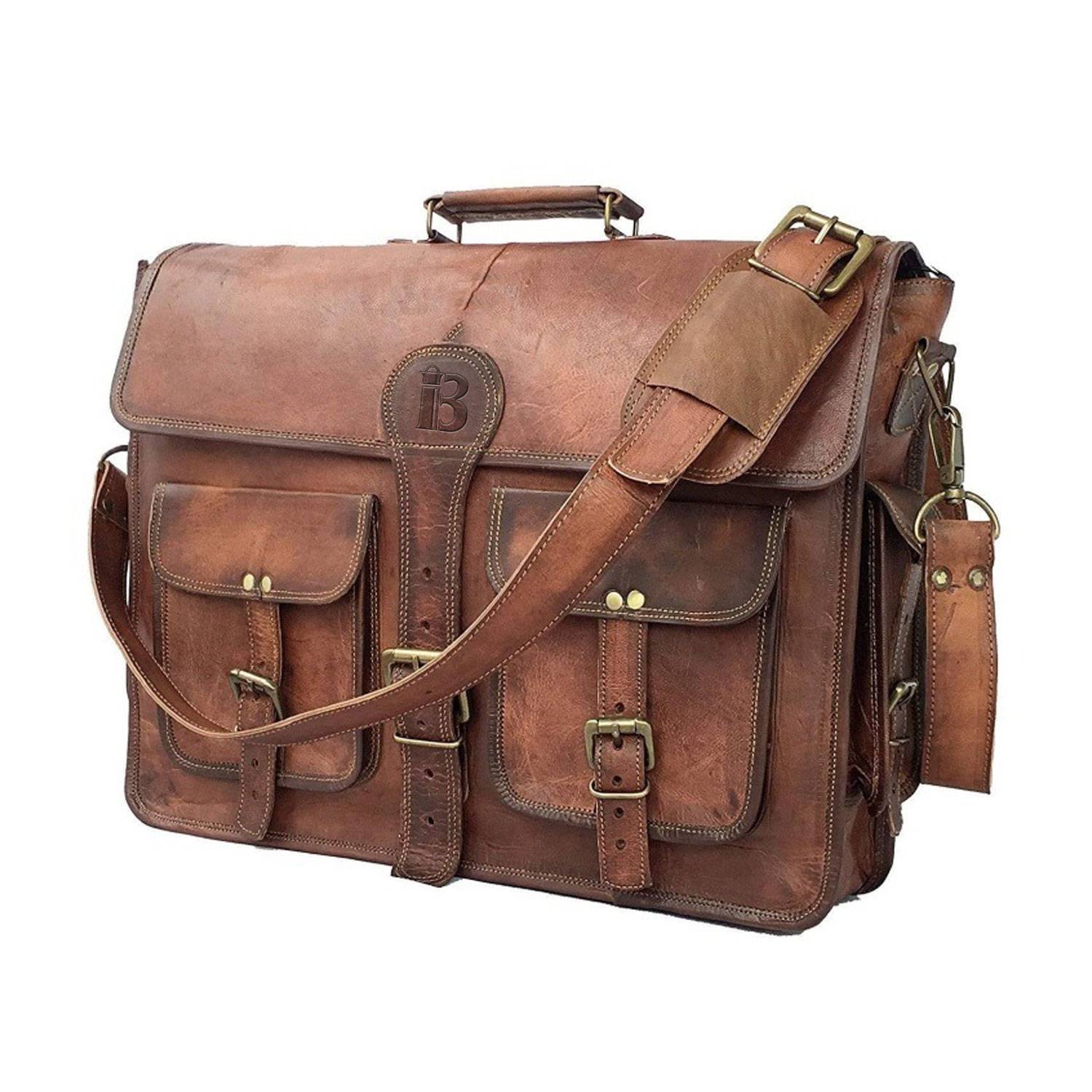 Genuine Leather Laptop bag best computer satchel Briefcase