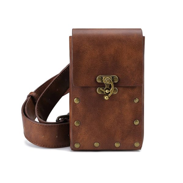 PU retro women's outdoor diagonal sports mini waist bag