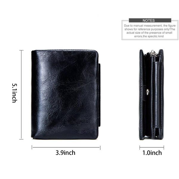 Genuine Leather Waterproof Large capacity three fold wallet