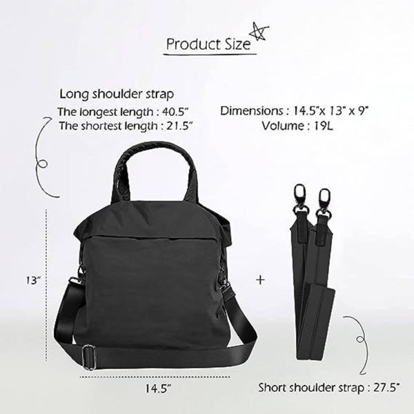 19L Crossbody Shoulder Bags with 2 Straps for Women