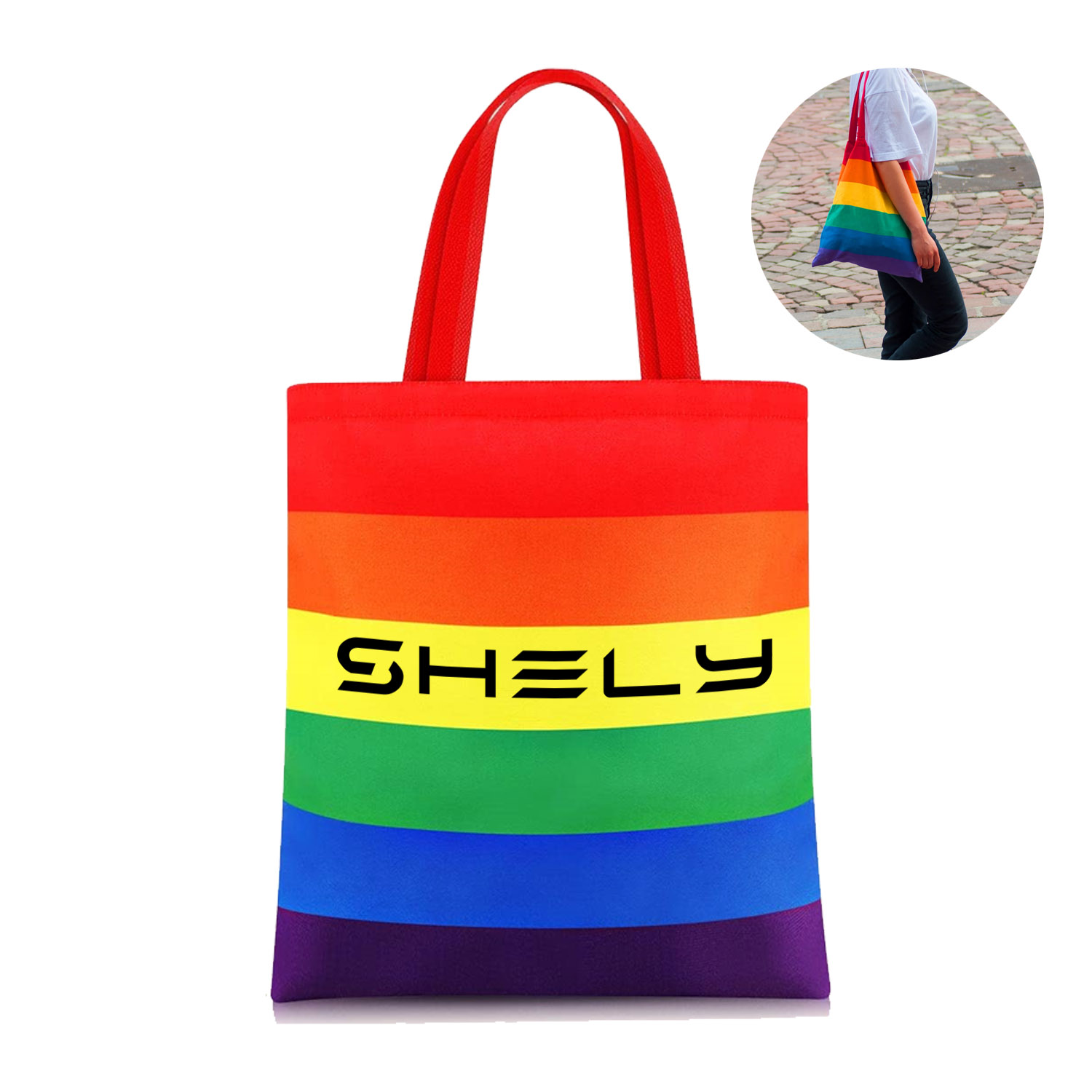 Rainbow Canvas Tote Bag