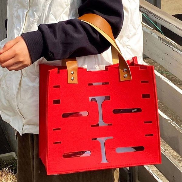Felt Hollow Out Tote Bag