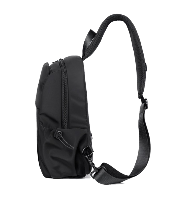Nylon Small Black Sling Crossbody Bag With USB Charging Port