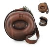 Genuine Leather Round portable watch storage bag