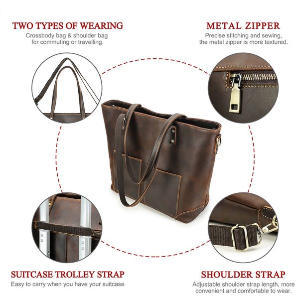 Faux Leather High-capacity 14.2 inch Cross-body Bag