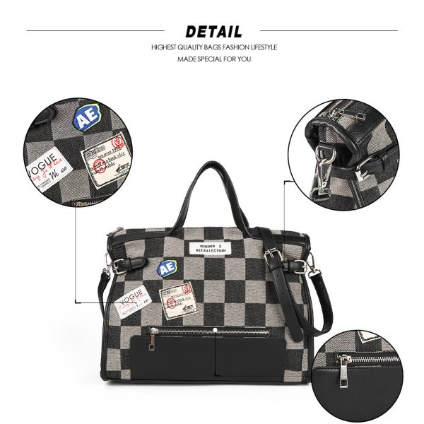 Canvas Street Trend Crossbody Bag for Women - Black/Blue