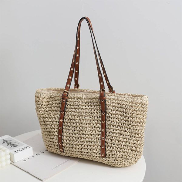 Summer shoulder handheld Straw beach tote bag