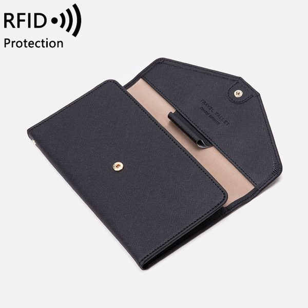 PU leather RFID multifunctional passport wallet for women