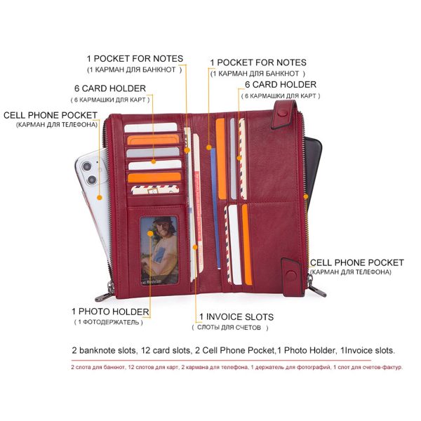 Genuine Leather RFID Handheld Waterproof Wallet Women