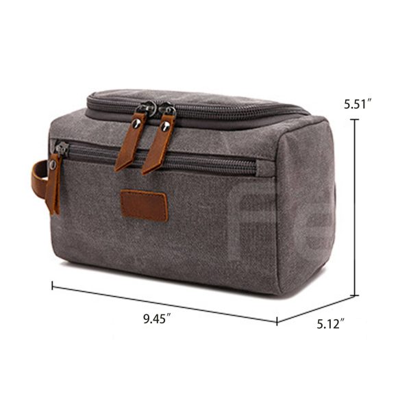Canvas Leather Cosmetic Makeup Travel Toiletry Bag